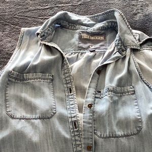 Distressed denim dress